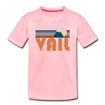 Vail, Colorado Youth T-Shirt - Retro Mountain Youth Vail Tee - pink