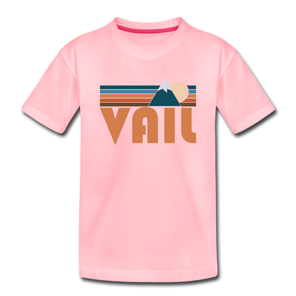 Vail, Colorado Youth T-Shirt - Retro Mountain Youth Vail Tee - pink