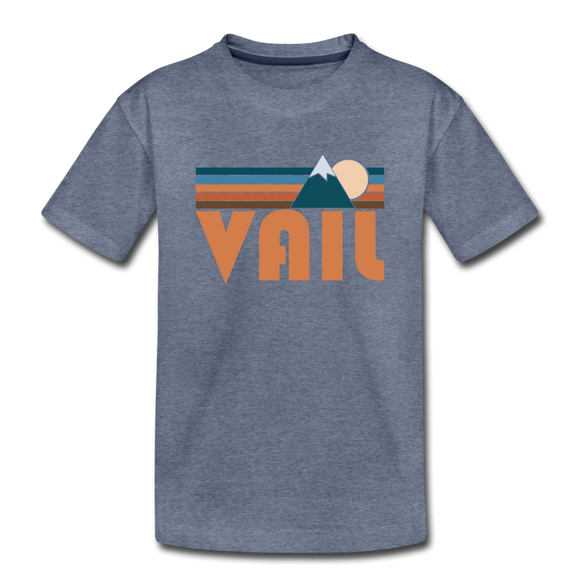 Vail, Colorado Youth T-Shirt - Retro Mountain Youth Vail Tee - heather blue