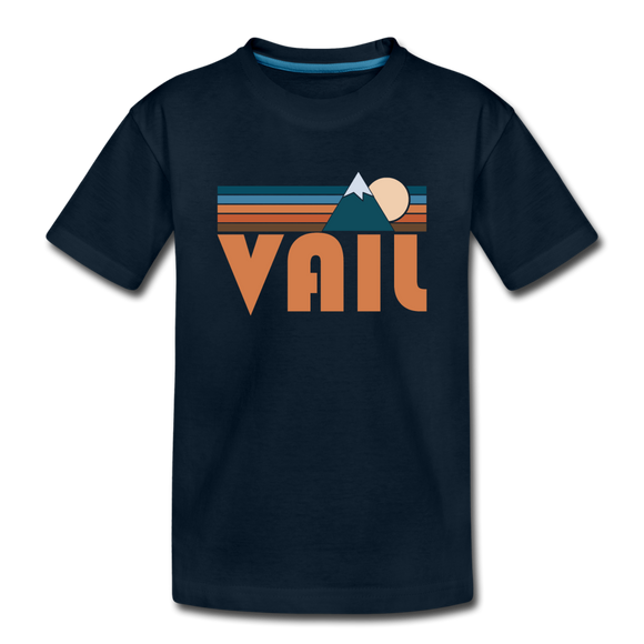 Vail, Colorado Youth T-Shirt - Retro Mountain Youth Vail Tee - deep navy