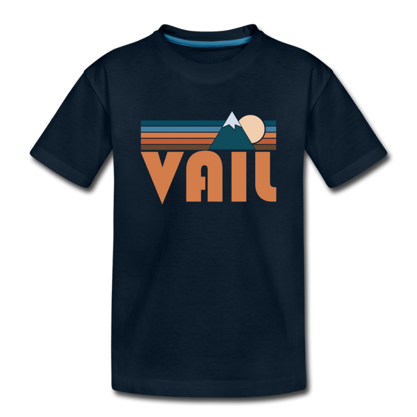 Vail, Colorado Youth T-Shirt - Retro Mountain Youth Vail Tee - deep navy