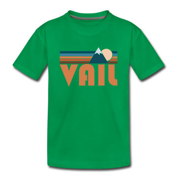 Vail, Colorado Youth T-Shirt - Retro Mountain Youth Vail Tee - kelly green