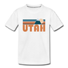 Utah Youth T-Shirt - Retro Mountain Youth Utah Tee - white