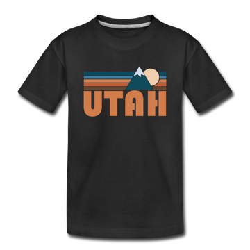 Utah Youth T-Shirt - Retro Mountain Youth Utah Tee - black
