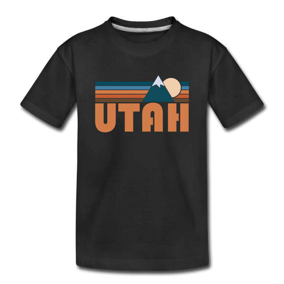 Utah Youth T-Shirt - Retro Mountain Youth Utah Tee - black