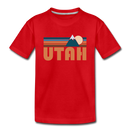 Utah Youth T-Shirt - Retro Mountain Youth Utah Tee - red