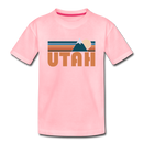 Utah Youth T-Shirt - Retro Mountain Youth Utah Tee - pink