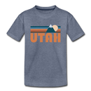 Utah Youth T-Shirt - Retro Mountain Youth Utah Tee - heather blue
