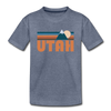 Utah Youth T-Shirt - Retro Mountain Youth Utah Tee - heather blue