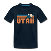 Utah Youth T-Shirt - Retro Mountain Youth Utah Tee - deep navy
