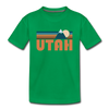 Utah Youth T-Shirt - Retro Mountain Youth Utah Tee - kelly green
