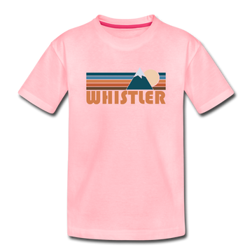 Whistler, Canada Youth T-Shirt - Retro Mountain Youth Whistler Tee - pink