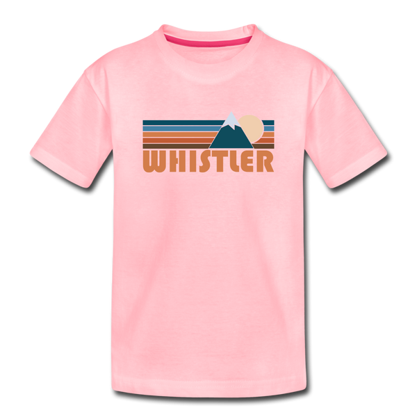 Whistler, Canada Youth T-Shirt - Retro Mountain Youth Whistler Tee - pink