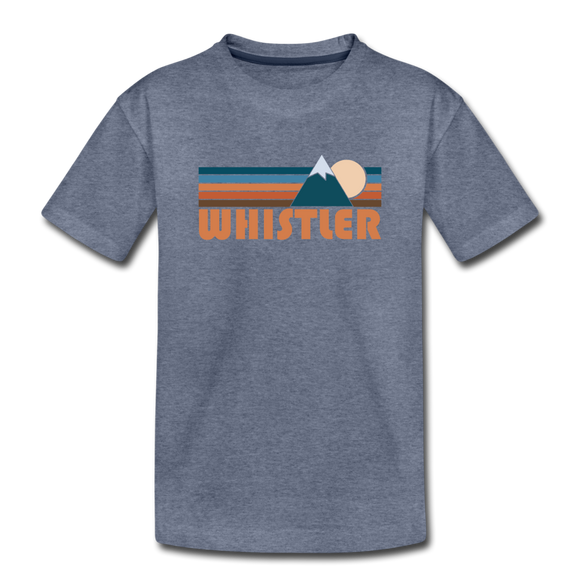 Whistler, Canada Youth T-Shirt - Retro Mountain Youth Whistler Tee - heather blue