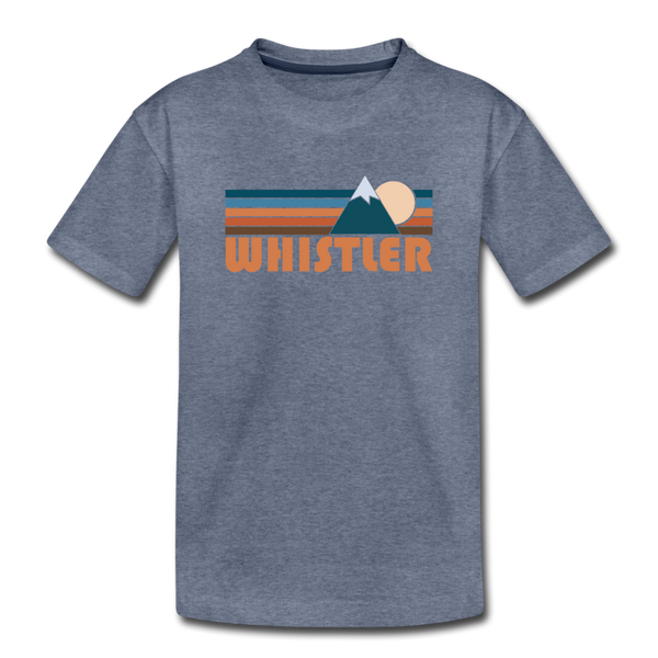Whistler, Canada Youth T-Shirt - Retro Mountain Youth Whistler Tee - heather blue