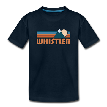 Whistler, Canada Youth T-Shirt - Retro Mountain Youth Whistler Tee - deep navy