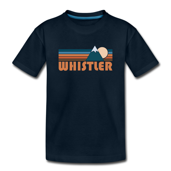 Whistler, Canada Youth T-Shirt - Retro Mountain Youth Whistler Tee - deep navy