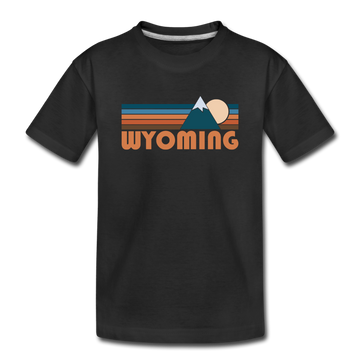 Wyoming Youth T-Shirt - Retro Mountain Youth Wyoming Tee - black