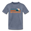 Wyoming Youth T-Shirt - Retro Mountain Youth Wyoming Tee - heather blue