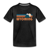 Wyoming Youth T-Shirt - Retro Mountain Youth Wyoming Tee - charcoal gray