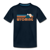 Wyoming Youth T-Shirt - Retro Mountain Youth Wyoming Tee - deep navy