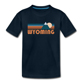 Wyoming Youth T-Shirt - Retro Mountain Youth Wyoming Tee