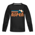 Aspen, Colorado Youth Long Sleeve Shirt - Retro Mountain Youth Long Sleeve Aspen Tee - black