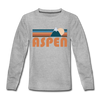 Aspen, Colorado Youth Long Sleeve Shirt - Retro Mountain Youth Long Sleeve Aspen Tee - heather gray