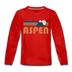 Aspen, Colorado Youth Long Sleeve Shirt - Retro Mountain Youth Long Sleeve Aspen Tee - red