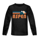 Aspen, Colorado Youth Long Sleeve Shirt - Retro Mountain Youth Long Sleeve Aspen Tee - charcoal gray