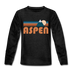 Aspen, Colorado Youth Long Sleeve Shirt - Retro Mountain Youth Long Sleeve Aspen Tee - charcoal gray