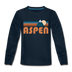 Aspen, Colorado Youth Long Sleeve Shirt - Retro Mountain Youth Long Sleeve Aspen Tee - deep navy