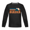 Alaska Youth Long Sleeve Shirt - Retro Mountain Youth Long Sleeve Alaska Tee - black