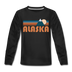 Alaska Youth Long Sleeve Shirt - Retro Mountain Youth Long Sleeve Alaska Tee - black