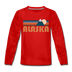 Alaska Youth Long Sleeve Shirt - Retro Mountain Youth Long Sleeve Alaska Tee - red