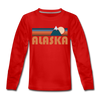 Alaska Youth Long Sleeve Shirt - Retro Mountain Youth Long Sleeve Alaska Tee - red