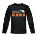 Alaska Youth Long Sleeve Shirt - Retro Mountain Youth Long Sleeve Alaska Tee - charcoal gray