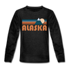 Alaska Youth Long Sleeve Shirt - Retro Mountain Youth Long Sleeve Alaska Tee - charcoal gray