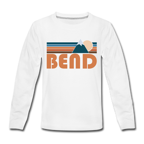 Bend, Oregon Youth Long Sleeve Shirt - Retro Mountain Youth Long Sleeve Bend Tee