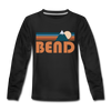 Bend, Oregon Youth Long Sleeve Shirt - Retro Mountain Youth Long Sleeve Bend Tee - black