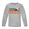 Bend, Oregon Youth Long Sleeve Shirt - Retro Mountain Youth Long Sleeve Bend Tee - heather gray