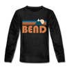 Bend, Oregon Youth Long Sleeve Shirt - Retro Mountain Youth Long Sleeve Bend Tee - charcoal gray