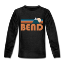 Bend, Oregon Youth Long Sleeve Shirt - Retro Mountain Youth Long Sleeve Bend Tee - charcoal gray