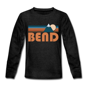 Bend, Oregon Youth Long Sleeve Shirt - Retro Mountain Youth Long Sleeve Bend Tee