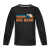 Big Bear, California Youth Long Sleeve Shirt - Retro Mountain Youth Long Sleeve Big Bear Tee - black