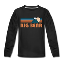 Big Bear, California Youth Long Sleeve Shirt - Retro Mountain Youth Long Sleeve Big Bear Tee - black