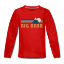 Big Bear, California Youth Long Sleeve Shirt - Retro Mountain Youth Long Sleeve Big Bear Tee - red