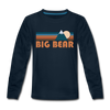 Big Bear, California Youth Long Sleeve Shirt - Retro Mountain Youth Long Sleeve Big Bear Tee - deep navy