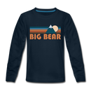 Big Bear, California Youth Long Sleeve Shirt - Retro Mountain Youth Long Sleeve Big Bear Tee - deep navy