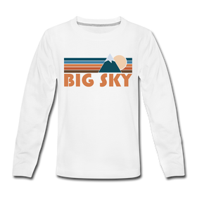 Big Sky, Montana Youth Long Sleeve Shirt - Retro Mountain Youth Long Sleeve Big Sky Tee